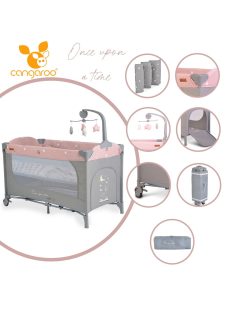   Cangaroo Once upon2 2 szint utazóágy zenélő forgó játékkal pink