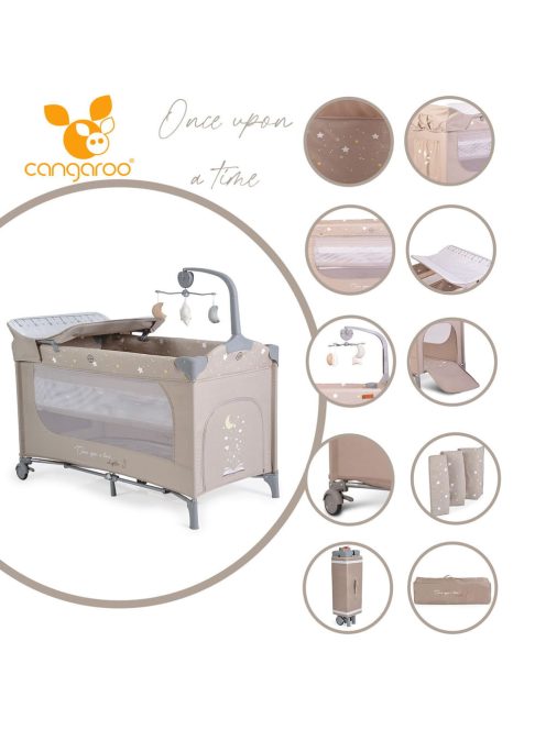 Cangaroo Once upon3 2 szintes utazóágy zenélő játékkal, pelenkázós bézs
