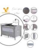 Cangaroo Once upon3 2 szintes utazóágy zenélő játékkal, pelenkázós szürke