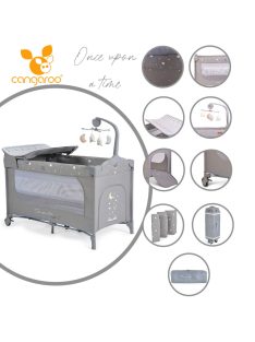  Cangaroo Once upon3 2 szintes utazóágy zenélő játékkal, pelenkázós szürke