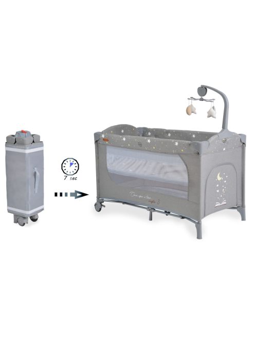 Cangaroo Once upon3 2 szintes utazóágy zenélő játékkal, pelenkázós szürke