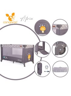 Cangaroo Africa 1 szintes utazóágy 14 kg-ig szürke