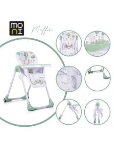   MUFFIN multifunkciós etetőszék, mintás, 2 kerékkel MENTA