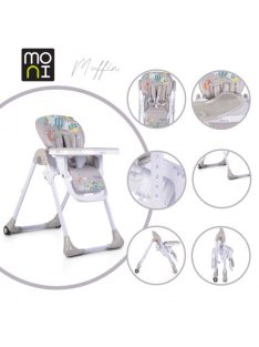   MUFFIN multifunkciós etetőszék, mintás, 2 kerékkel SZÜRKE