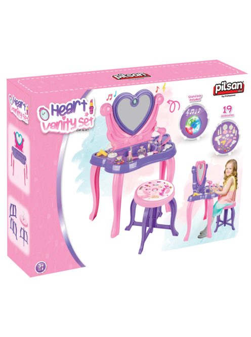 PILSAN smink asztal, szépségszett make up asztal+szék PINK/Lila