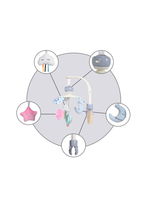 MOONLIGHT zenélő forgó holdacskákkal lányos PINK