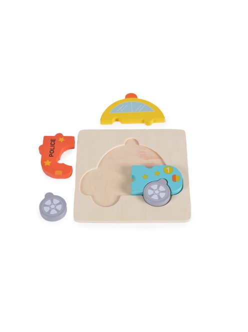 Moni Toys Fajáték fa puzzle rendőrautó