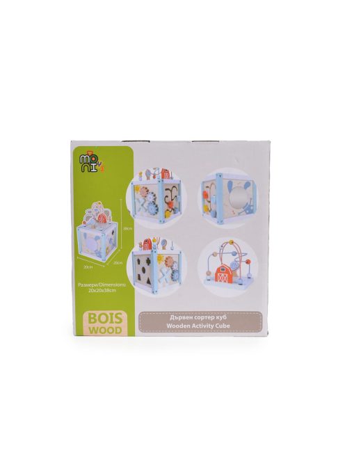 Moni Toys Fajáték fa activity kocka 20x20x20cm