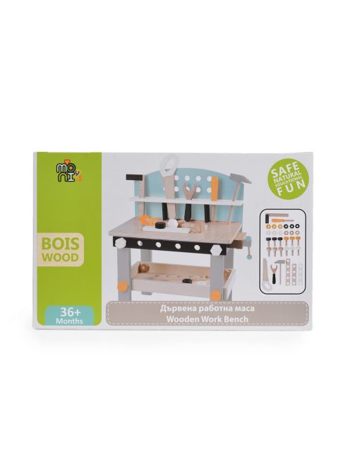 Moni Toys Fajáték fa szerelőpad 49x45x 29.5cm