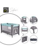 SAFARI utazóágy 1 szintes, zippes kibújóval, állatmintás TÜRKIZ/kék