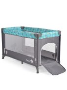 SAFARI utazóágy 1 szintes, zippes kibújóval, állatmintás TÜRKIZ/kék