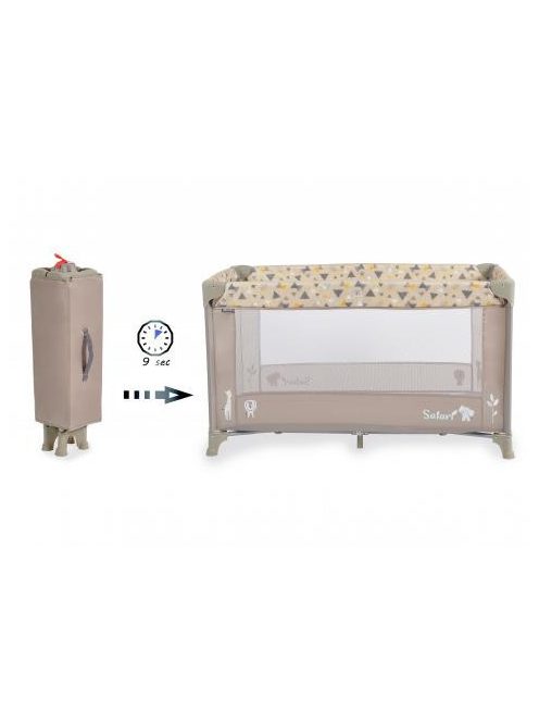 SAFARI utazóágy 1 szintes, zippes kibújóval, állatmintás BÉZS