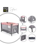 SAFARI utazóágy 1 szintes, zippes kibújóval, állatmintás PINK/rózsa