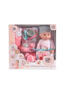 Moni Toys  36 cmes Játékbaba pisilős szett szürke/rózsa