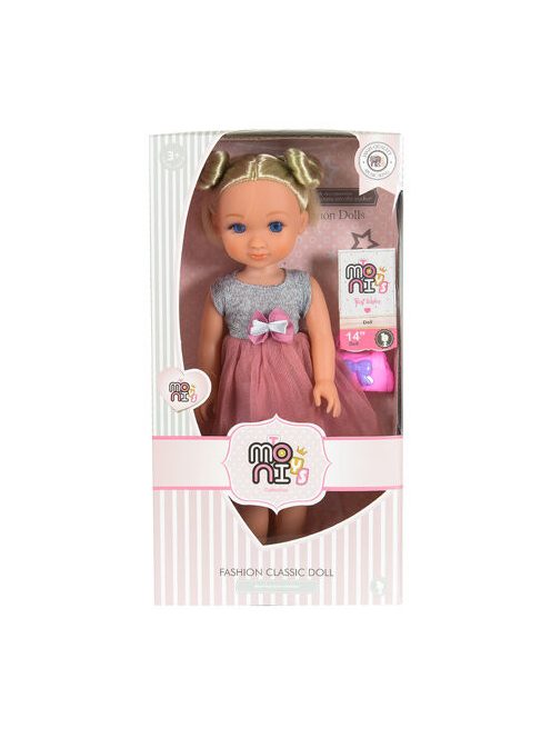 BABA  36 cmes szőke  SZÜRKE/PINK ruhával