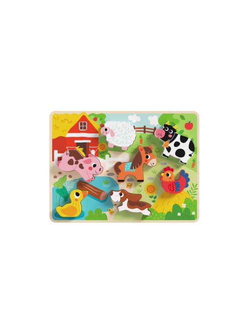 TOOKY fapuzzle kirakó, forma illesztős, farmos 8dbos