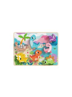 TOOKY fapuzzle kirakó, forma illesztős, dinoszaurus 8dbos