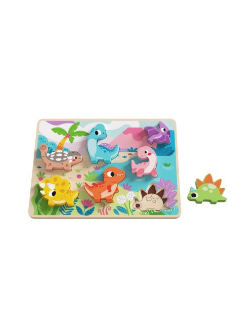 TOOKY fapuzzle kirakó, forma illesztős, dinoszaurus 8dbos