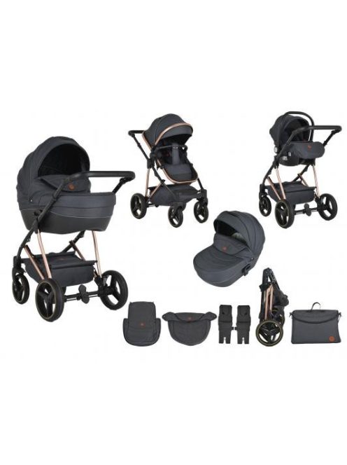 FLORENCE 3IN1 Babakocsi szett sport+mózes+autós hordozó I-SIZE +kistáska SZÜRKE