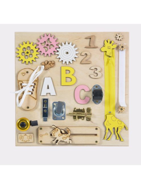 Moni Toys Montessori matatófal kicsi 30x30cm zsiráfos