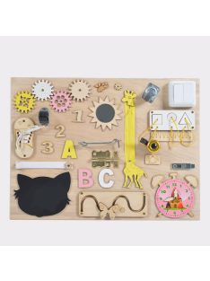   Moni Toys Montessori matatófal közép 50x37,5cm órás, lányos