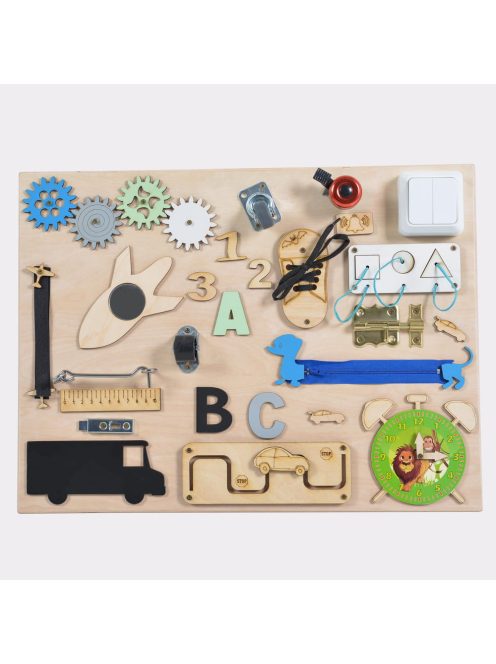 Moni Toys Montessori matatófal közép 50x37,5cm órás, fiús