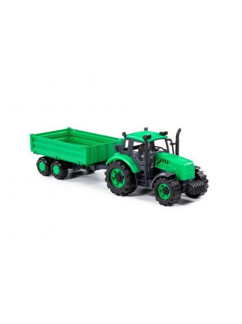POLESIE Toys lendkerekes  traktor dönthető utánfutóval ZÖLD