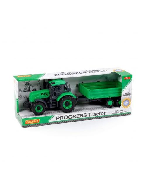POLESIE Toys lendkerekes  traktor dönthető utánfutóval ZÖLD