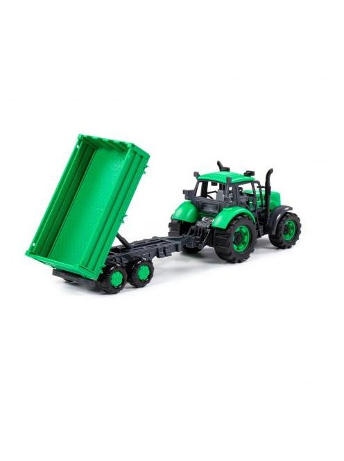 POLESIE Toys lendkerekes  traktor dönthető utánfutóval ZÖLD