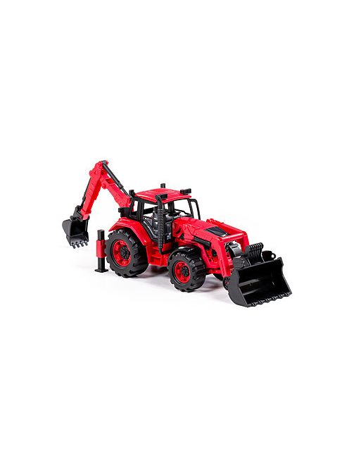 POLESIE 91857 kistraktor exkavátor+kanál 26cm PIROS