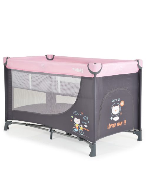 Moni Tommy összecsukható utazóágy 2 szintes, kibújós pink