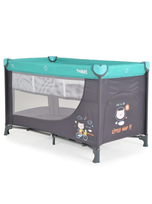 Moni Tommy összecsukható utazóágy 2 szintes, kibújós türkiz