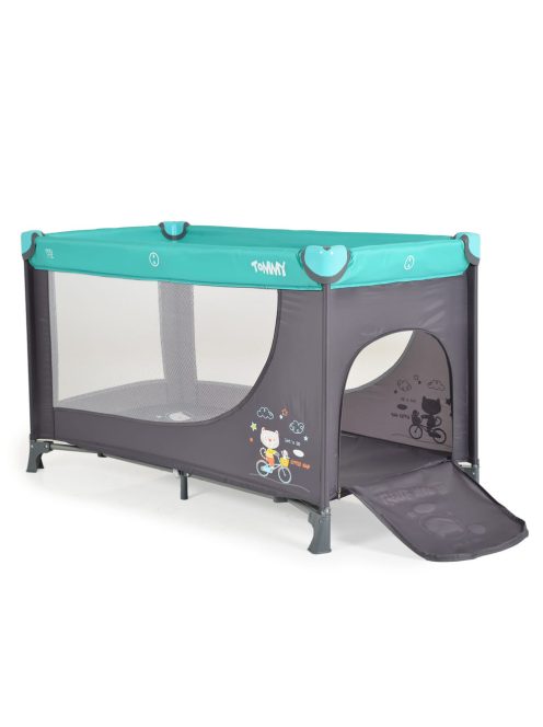 Moni Tommy összecsukható utazóágy 2 szintes, kibújós türkiz