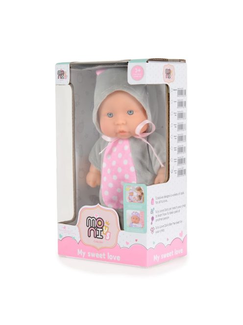 Moni Toys Játékbaba 20 cm 6129 szürke/pink