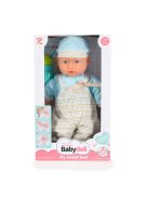 JÁTÉKBABA 41 cm-es fiú , csíkos, kantáros nacis VKÉK/szürke