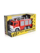 KISAUTÓ tűzoltóautó nagy létrás szerkocsi CITY 1:12 PIROS