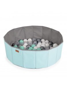   LABDAMEDENCE összecsukható 80cm + 90db 7cms labda MENTA/SZÜRKE