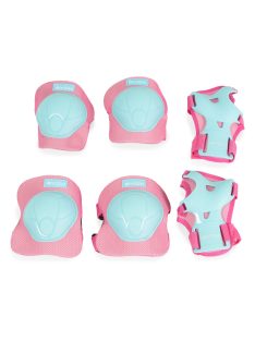   BICIKLIS védőfelszerelés térd, könyök, kézvédő szett A osztály 25kgig RÓZSA/Türkiz