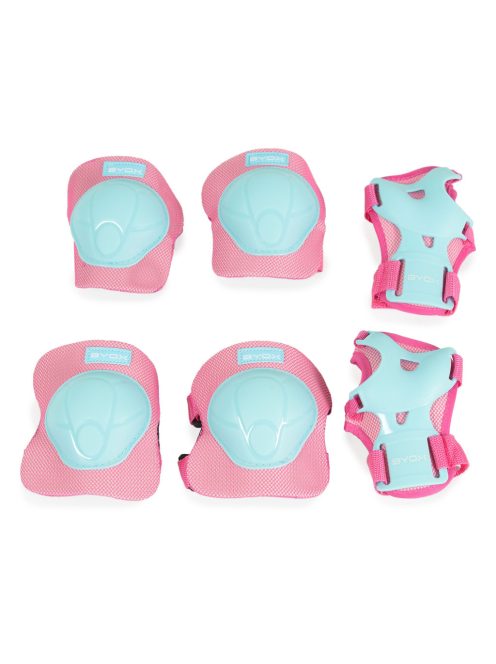 BICIKLIS védőfelszerelés térd, könyök, kézvédő szett A osztály 25kgig RÓZSA/Türkiz