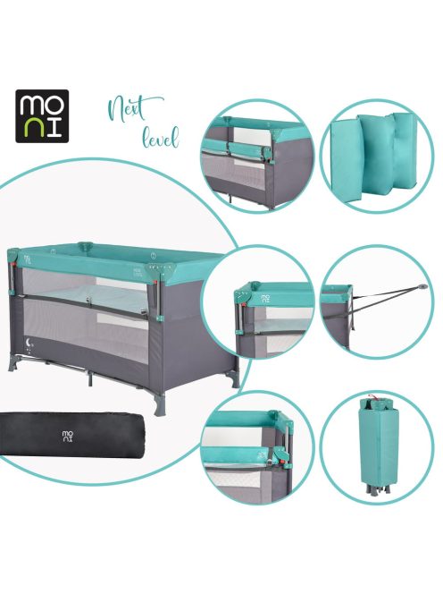 Moni Next level utazóágy lehajtható oldalfal 2 szint türkiz