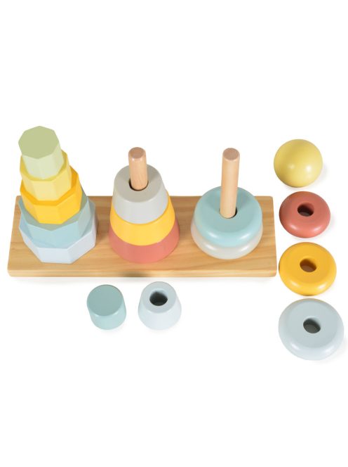 FAJÁTÉK toronyépítő 3 dbos szett MONTESSORI PASZTELL