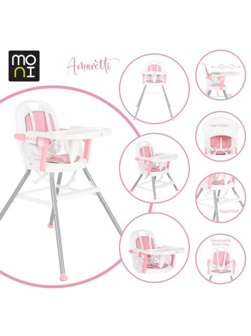 Moni Amaretti 3in1 szétszedhető etetőszék pink