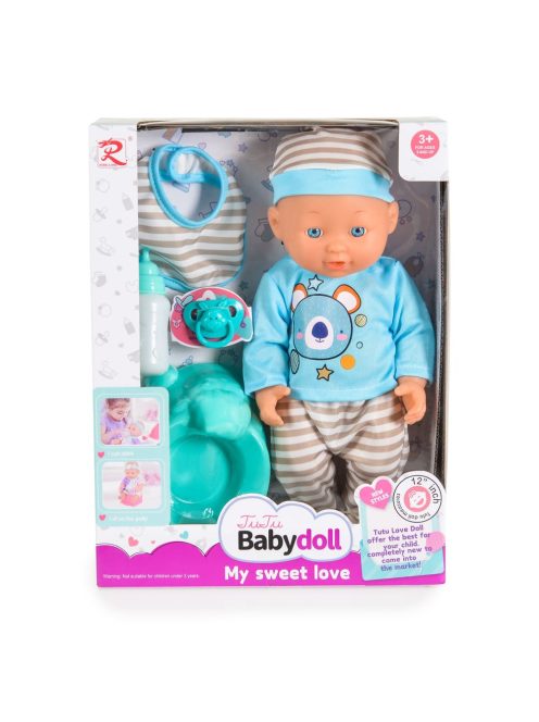 Tutu love Játékbaba 31 cm-es fiú cumis szürke