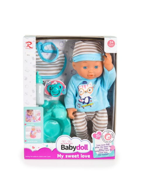 Tutu love Játékbaba 31 cm-es fiú cumis kék