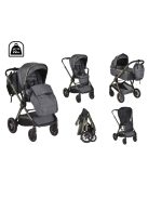 iCLICK Babakocsi 2in1 szett 22kg, aluminium váz, fordítható ülés, autom. csukható SZÜRKE