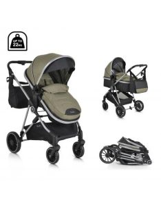    Kali babakocsi 2in1 lapra csukható, megfordítható+táska oliva zöld