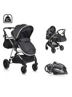   KALI babakocsi 2in1 lapra csukható, megfordítható+táska FEKETE