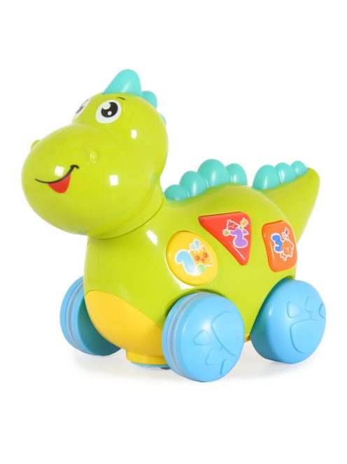 HOLA bébijáték tanuló dinó activity kerekekkel, gombokkal, műanyag