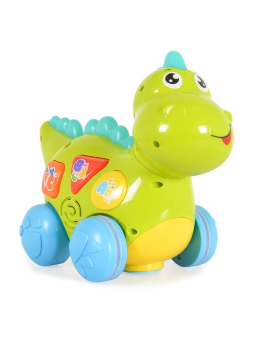 HOLA bébijáték tanuló dinó activity kerekekkel, gombokkal, műanyag