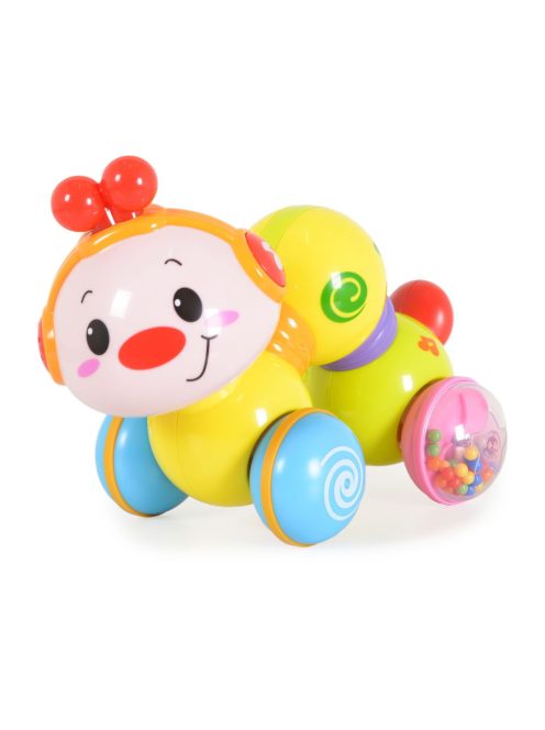 HOLA bébijáték vidám mozgó kukacka kerekekkel, műanyag